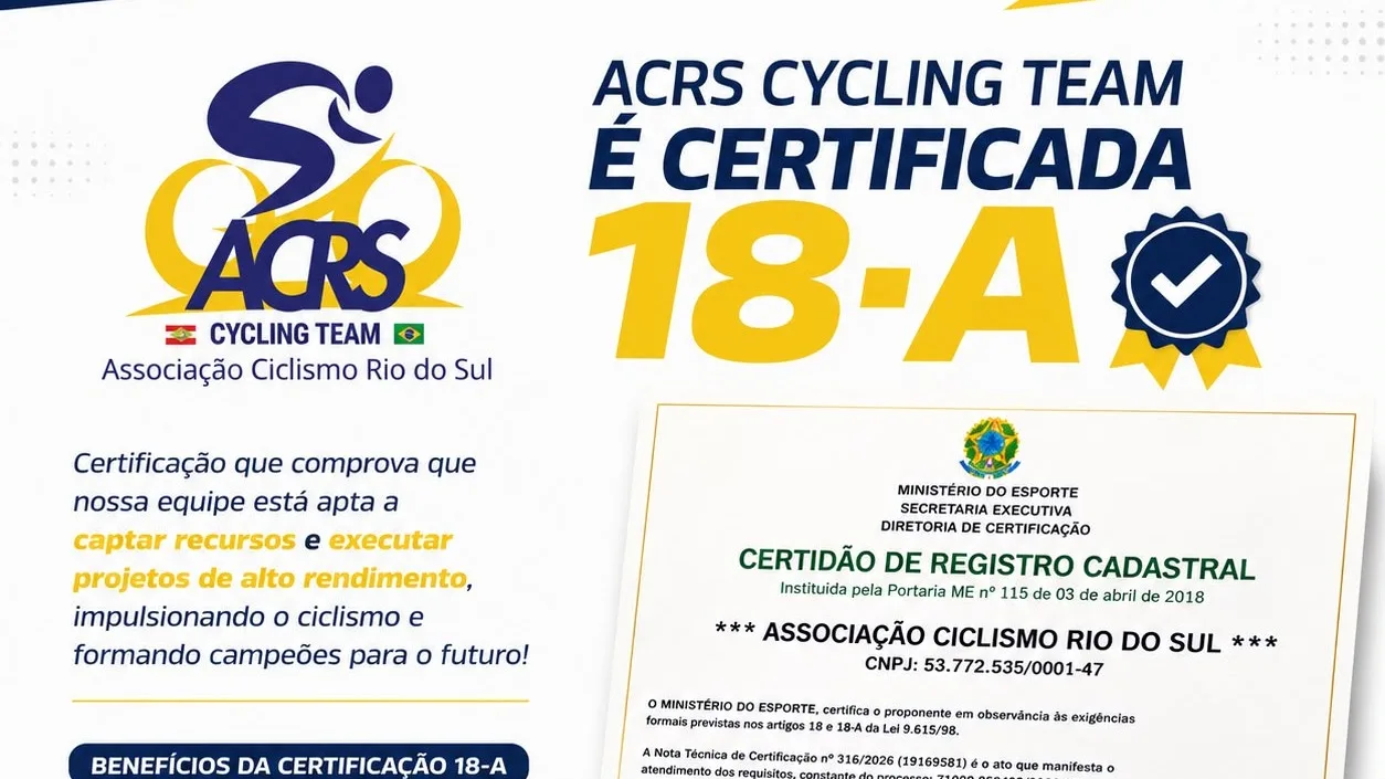 ACRS Cycling Team conquista Certificação 18-A e amplia possibilidades para novos projetos