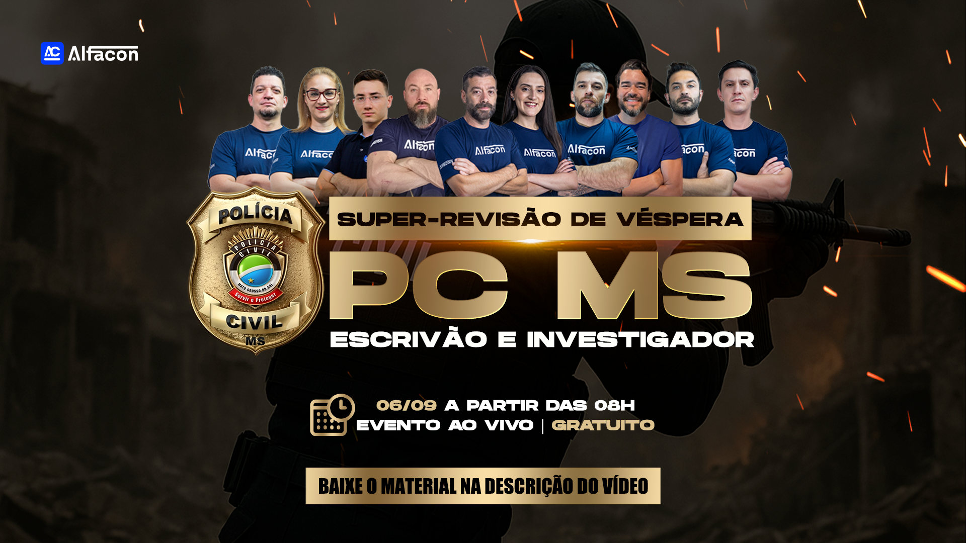 SRV PC MS - Revisão Escrivão e Investigador  Ao Vivo  Gratuito Banca  Instituto Avalia
