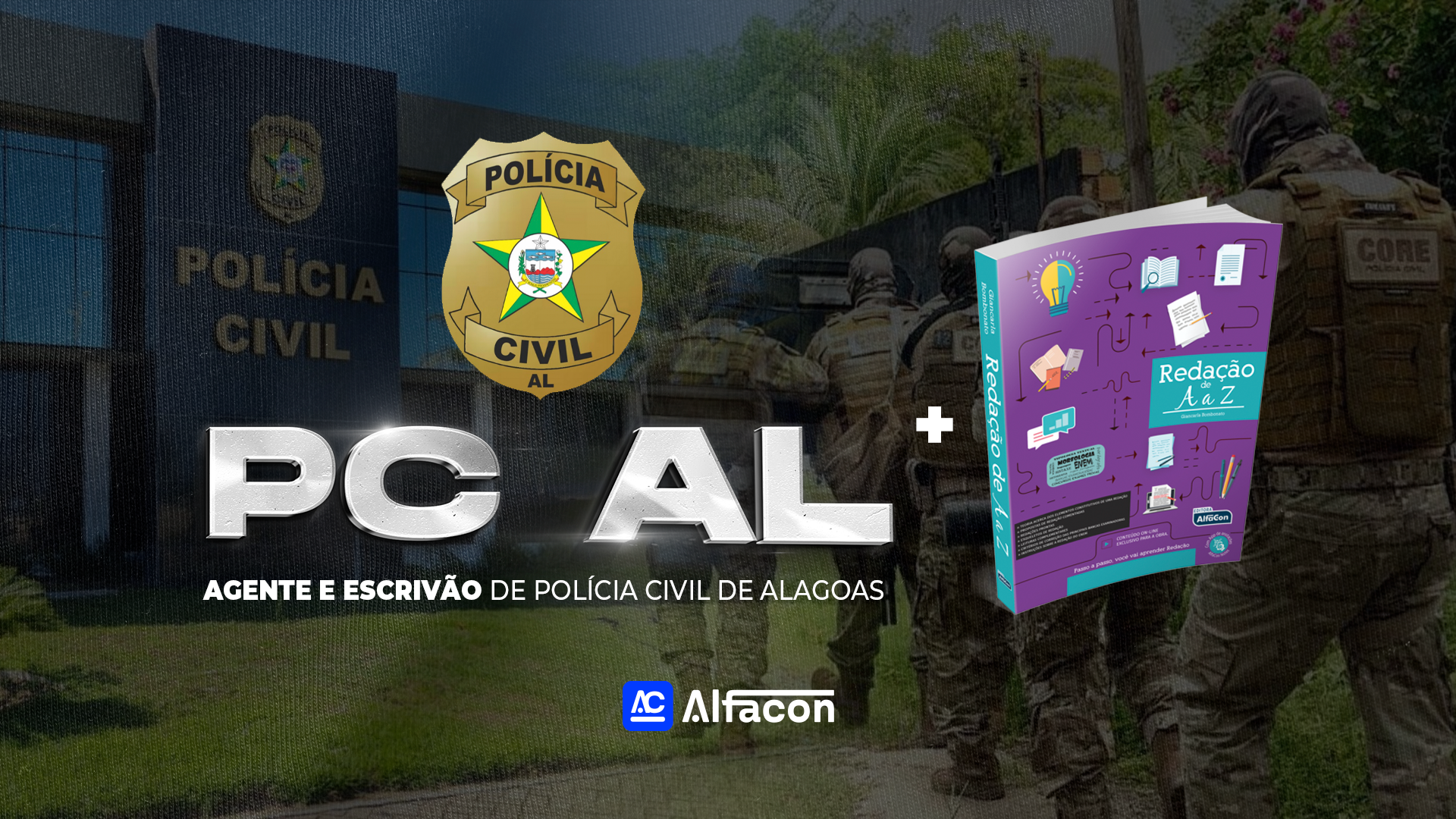 COMBO - PC AL - Agente e Escrivão de Polícia Civil de Alagoas + Apostilas de Redação