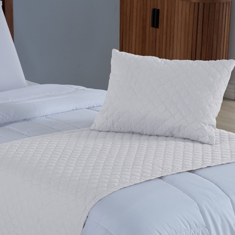 Kit Peseira de Cama Comfort 3 Peças Solteiro 100% Poliéster Microfibra Com Almofadas Cheias Matelado Ultrassônico