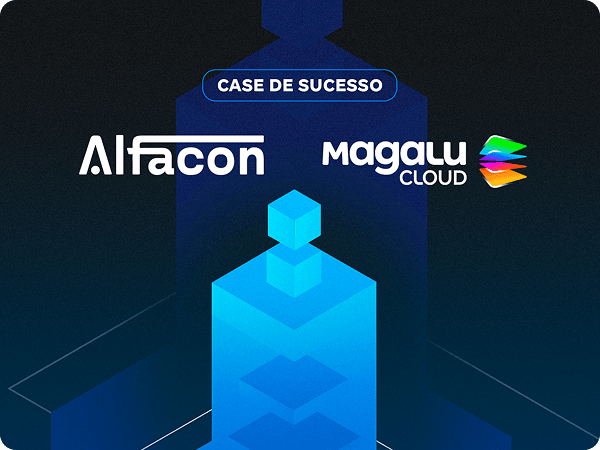 Banner mostrando o logo Alfacon com logo da Magalu cloud